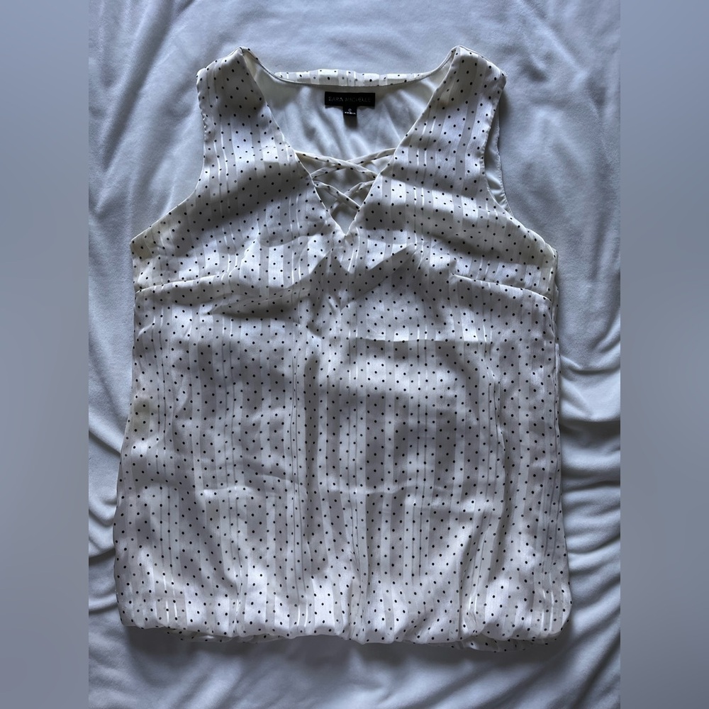 Sara Michelle White Polka Dot Crisscross V-Neck Sleeveless Camisole